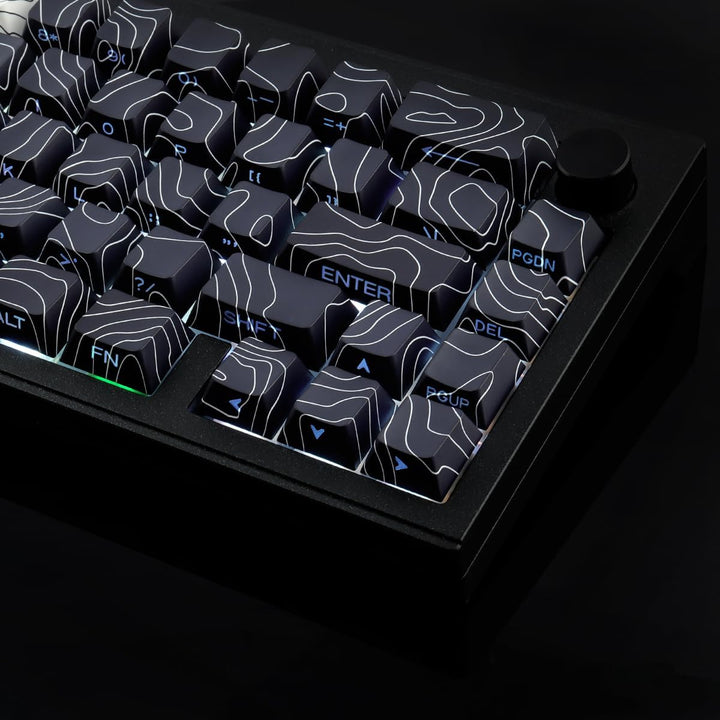 Sunzit Custom Keycaps, Weisse & Schwarz Topographische 131 Tasten PBT Cherry Profil Dye Sublimation