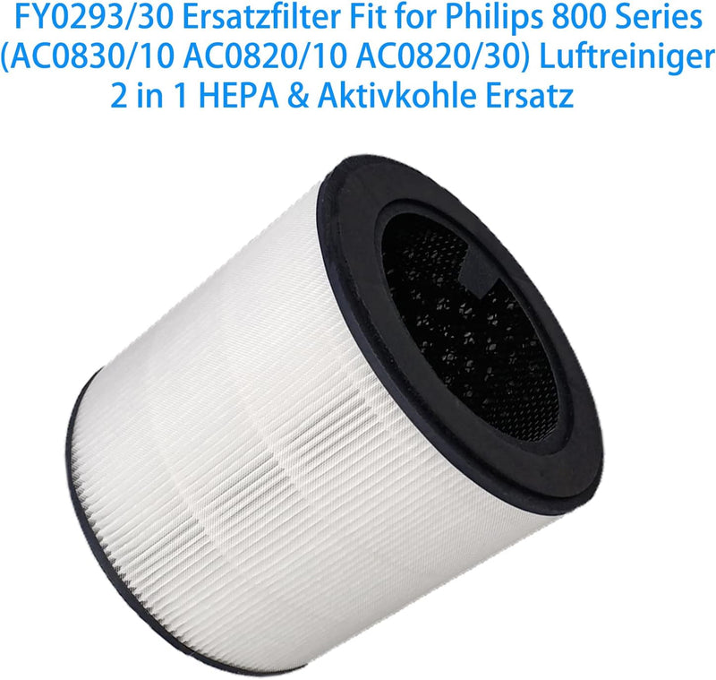 FY0293/30 Ersatzfilter Kompatibel mit Philips 800 Series AC0830/10 Luftreiniger, 3 in 1 HEPA & Aktiv