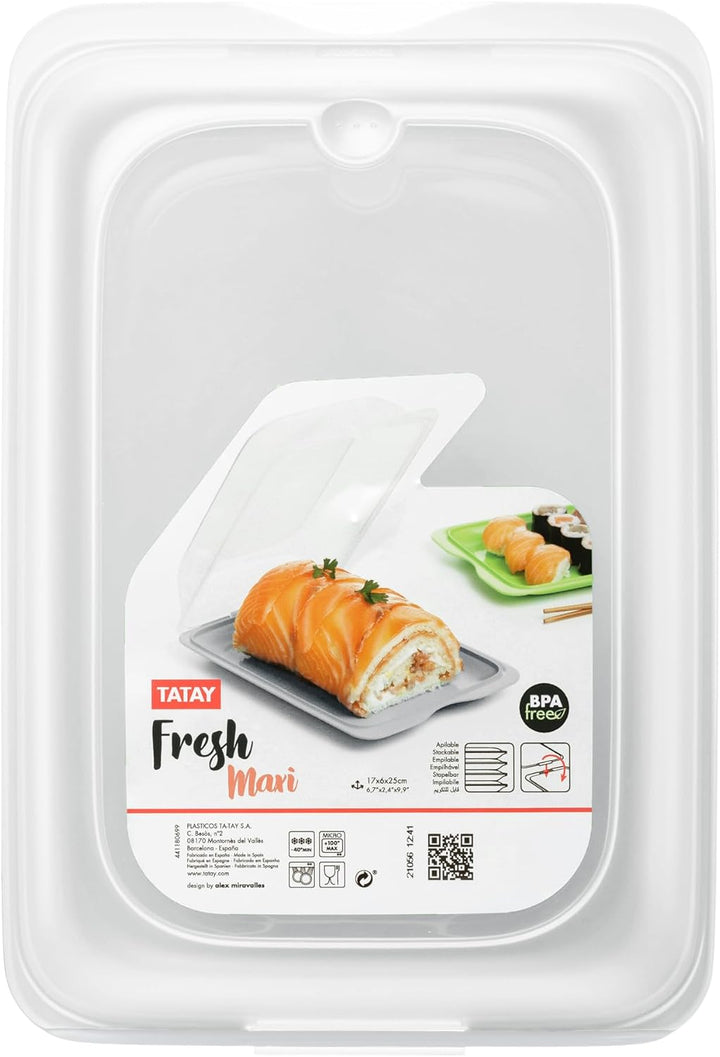 TATAY Aufschnittboxen für Kühlschrank | 3er Set Maxi | Frischhaltedosen mit Deckel, Stapelbar | Geei