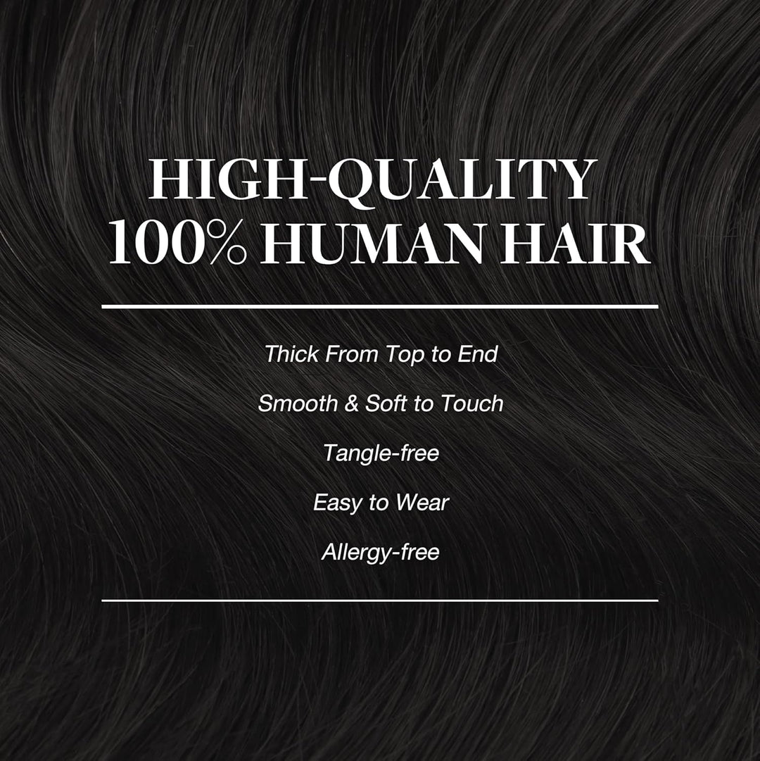 GOO GOO Clip in Extensions Echthaar, Echthaar Extensions Clip, 20cm 50g 7pcs, Haarverlängerung Echth