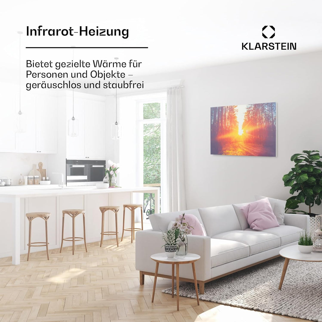 Klarstein Infrarotheizung mit Thermostat, 580W Elektroheizung, Bild-Infrarotheizung zur Wandmontage,