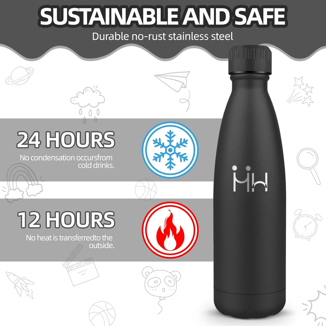 HoneyHolly Trinkflasche Edelstahl Kinder Sport, 500ML BPA-frei, Thermosflasche, Wasserflasche Doppel