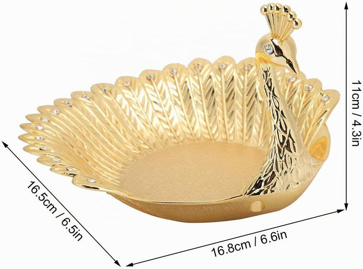 Metall-Snack-Tablett, Peacock Gold Food Serviertablett Obstschale für Heimdekorationen Ornamente