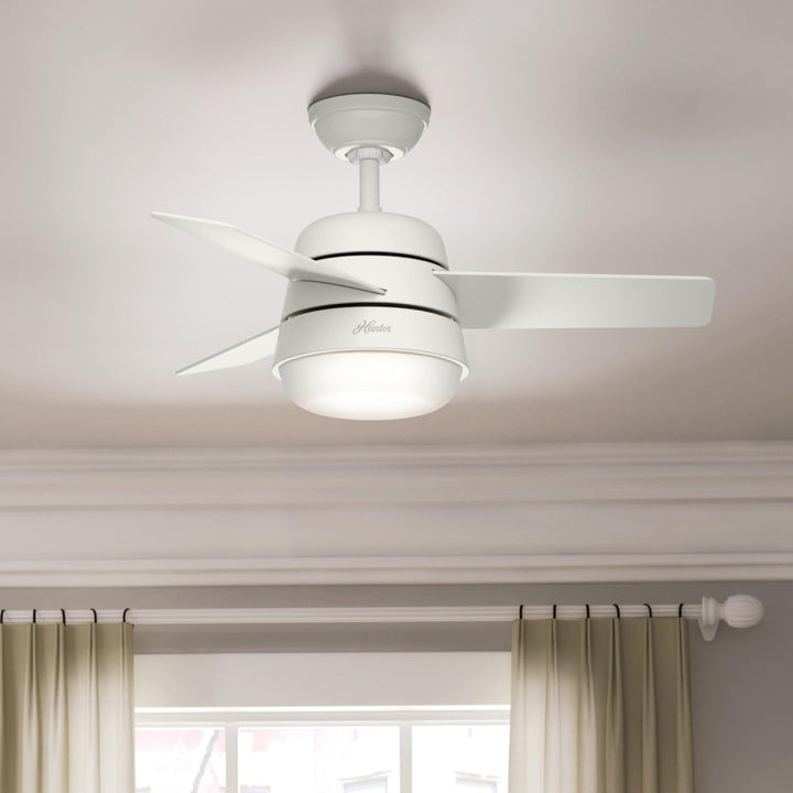 HUNTER FAN Finley, 36 inch, Indoor Ceiling Fan with Light and Handheld Remote, Fresh White Finish, 3