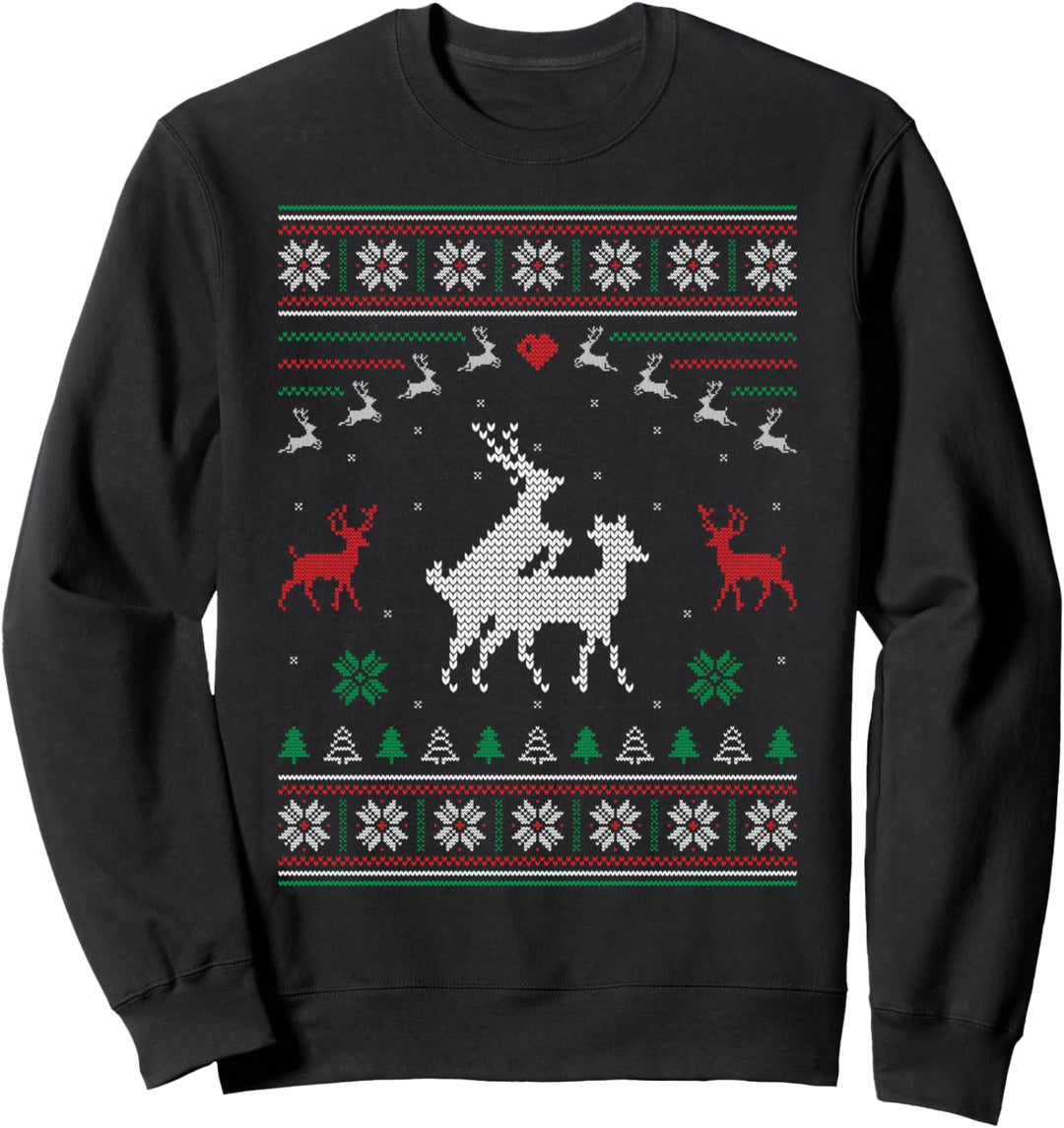 Humping Reindeer Couple Ugly Christmas Sweater Rentier Paar Sweatshirt