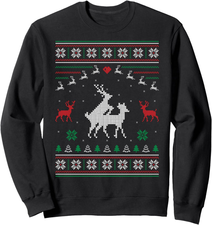 Humping Reindeer Couple Ugly Christmas Sweater Rentier Paar Sweatshirt
