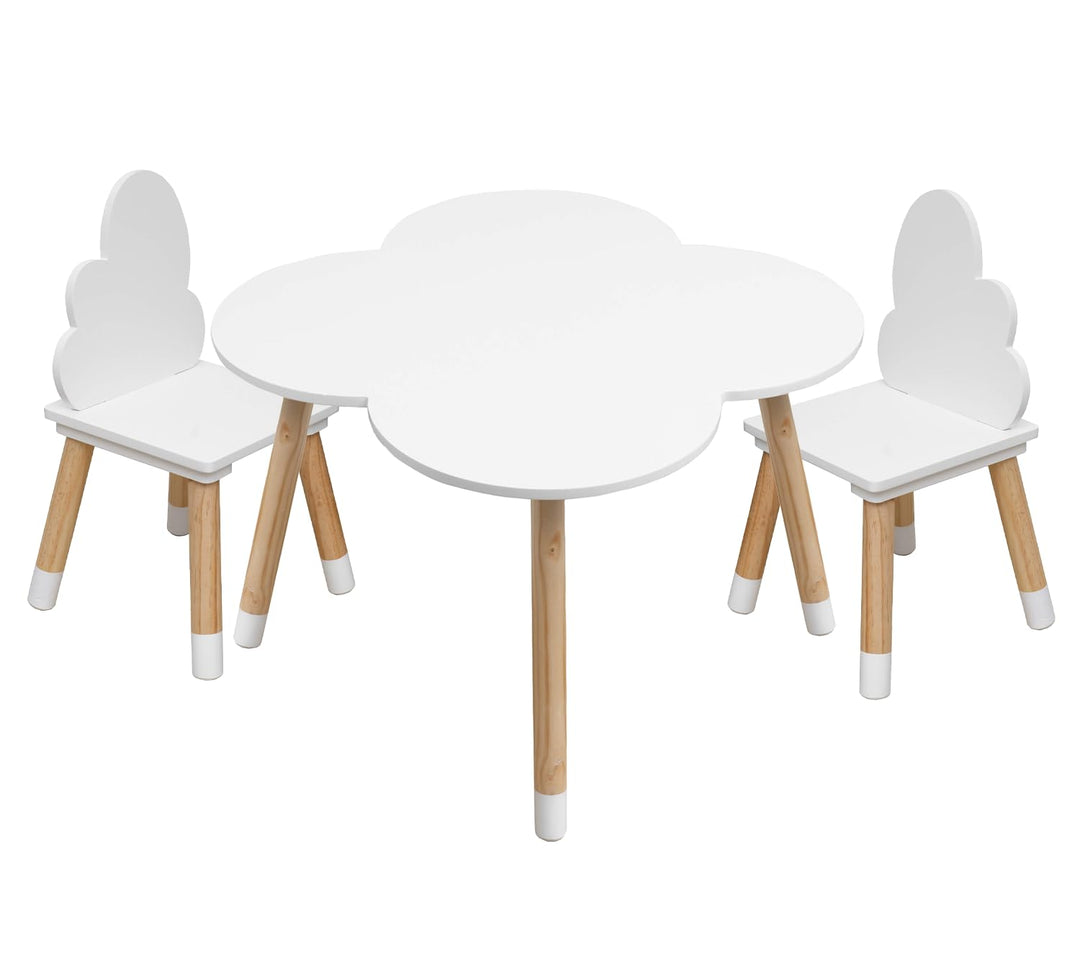 Rebecca Mobili Kindertisch und Stühle Set, Stühle und Tisch für Kinderzimmermöbel Hellbraun Weiss, M