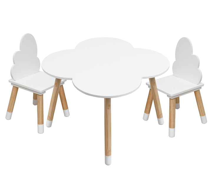 Rebecca Mobili Kindertisch und Stühle Set, Stühle und Tisch für Kinderzimmermöbel Hellbraun Weiss, M