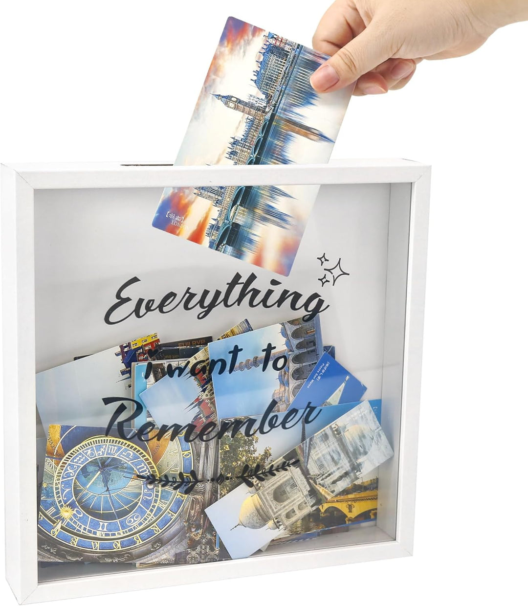 FramePro 30x30 3D Bilderrahmen Schattenbox mit Glasscheibe Ticketstummel Reise Abenteuer Archivbox R