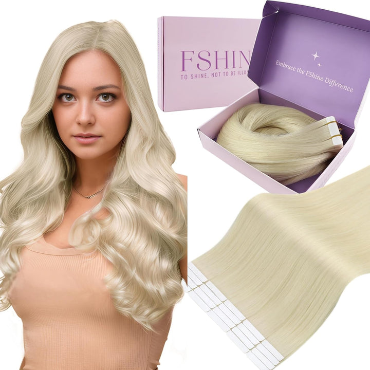 Fshine Tape Extensions Echthaar 30cm Haare Extensions Tape Platinblond Skin Weft Extensions Tape Ech