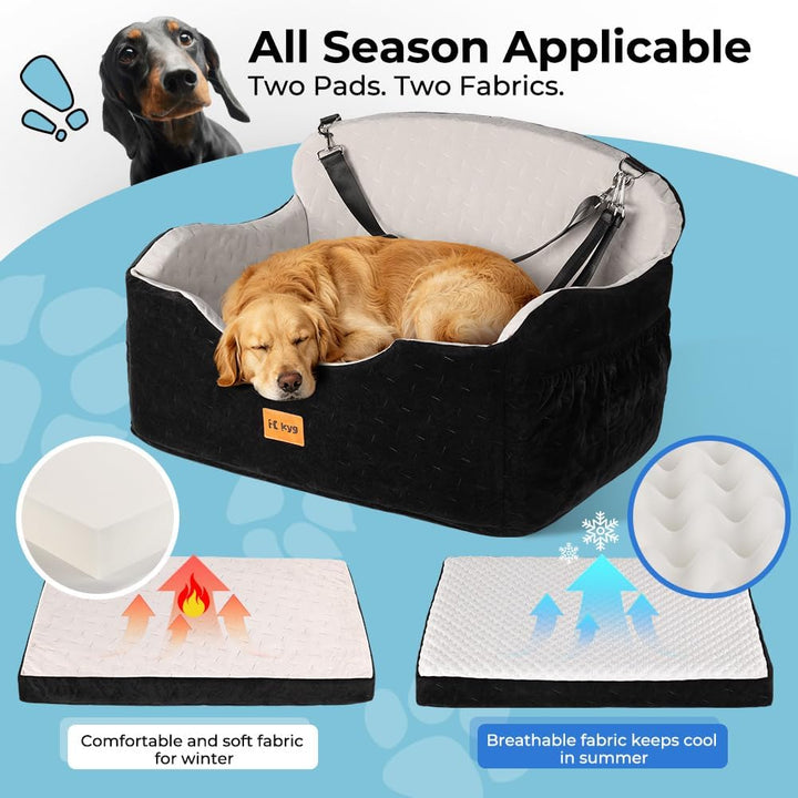 KYG Autositz Hund Mittlere/Grosse Hunde bis zu 55 lb, Wasserdichter Hundesitz Auto mit Zwei Kissen W