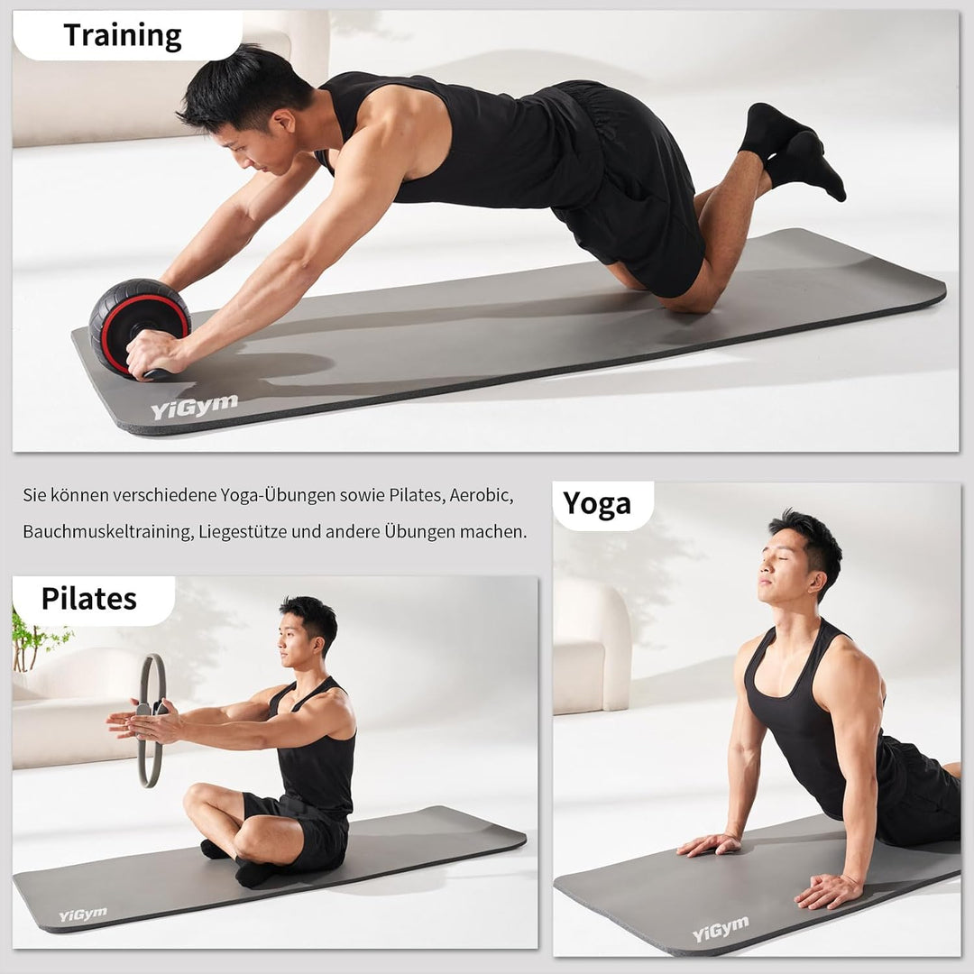 Gymnastikmatte 195x61x1,2cm NBR Yogamatte Dicke Fitnessmatte | Mit Tragegurt, für Home Gym Bodenturn