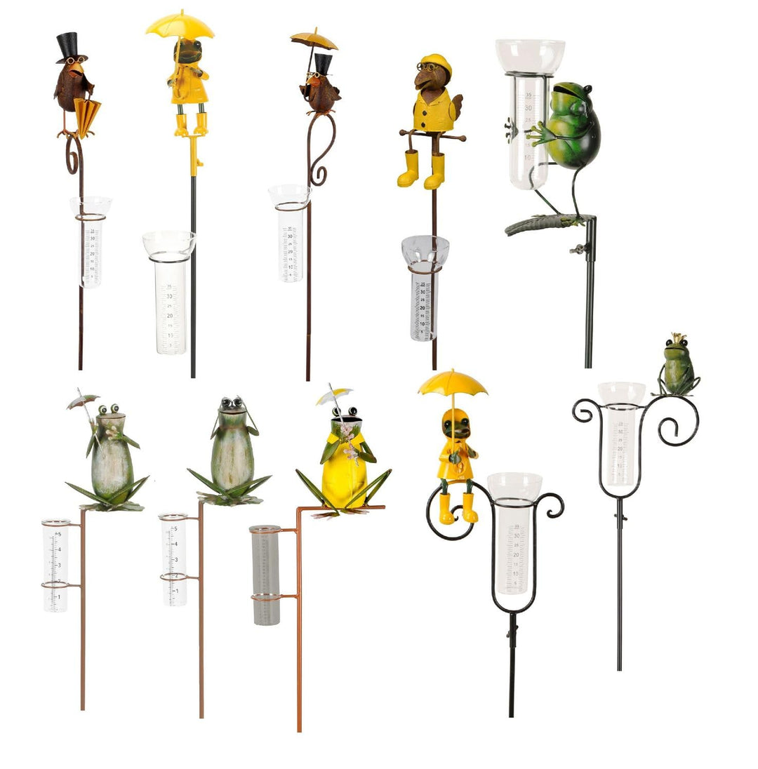 NETPROSHOP Regenmesser Rabe oder Frosch am Stab H: ca. 120 cm aus Metall u. Glas, Auswahl:Frosch Fer