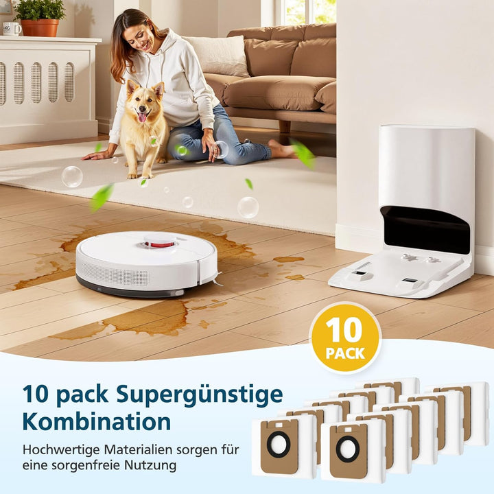 10 Stück Staubbeutel für Dreame D10 Plus / D10s / Z10 Pro / L10 Saugroboter, Ersatzteile für Dreame