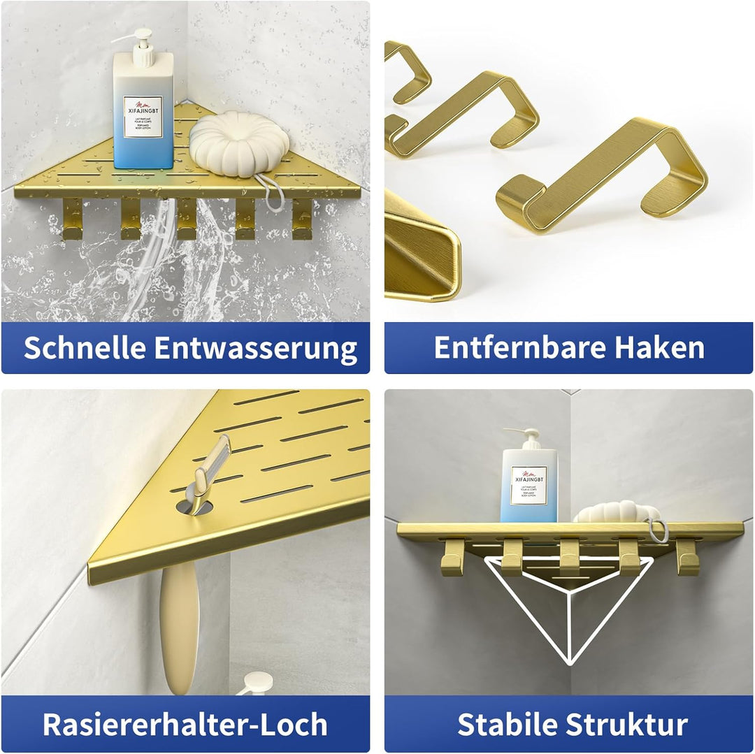 Eck-Duschregal Edelstahl 304,Eckregal Dusche 25.4cm,Duschablage Ecke für Badrenovierung,Eckablage Du