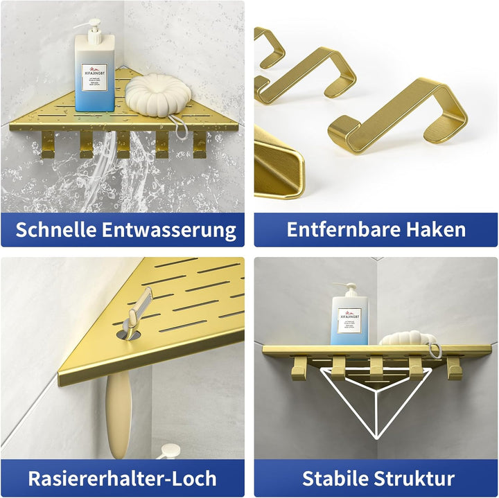 Eck-Duschregal Edelstahl 304,Eckregal Dusche 25.4cm,Duschablage Ecke für Badrenovierung,Eckablage Du