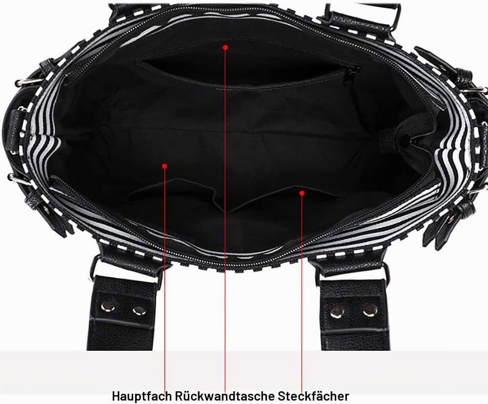 KEEPOP Damenmode Niet Handtasche Geldbörse Canvas Punk Tote mit Schultergurt Umhängetasche Grosse Ka
