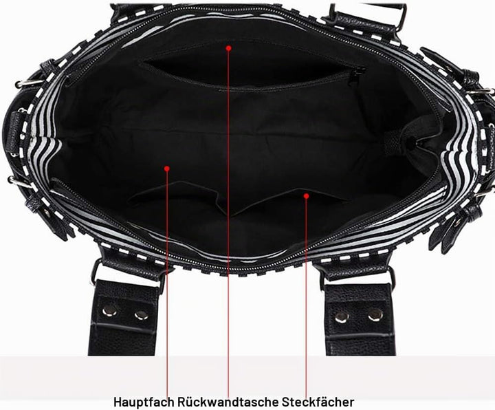 KEEPOP Damenmode Niet Handtasche Geldbörse Canvas Punk Tote mit Schultergurt Umhängetasche Grosse Ka
