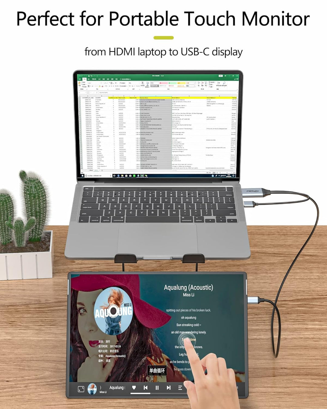 fairikabe HDMI auf USB C Kabel 4K @ 60Hz, HDMI auf USB Typ C Adapterkabel 2,0m mit USB Stromkabel, k