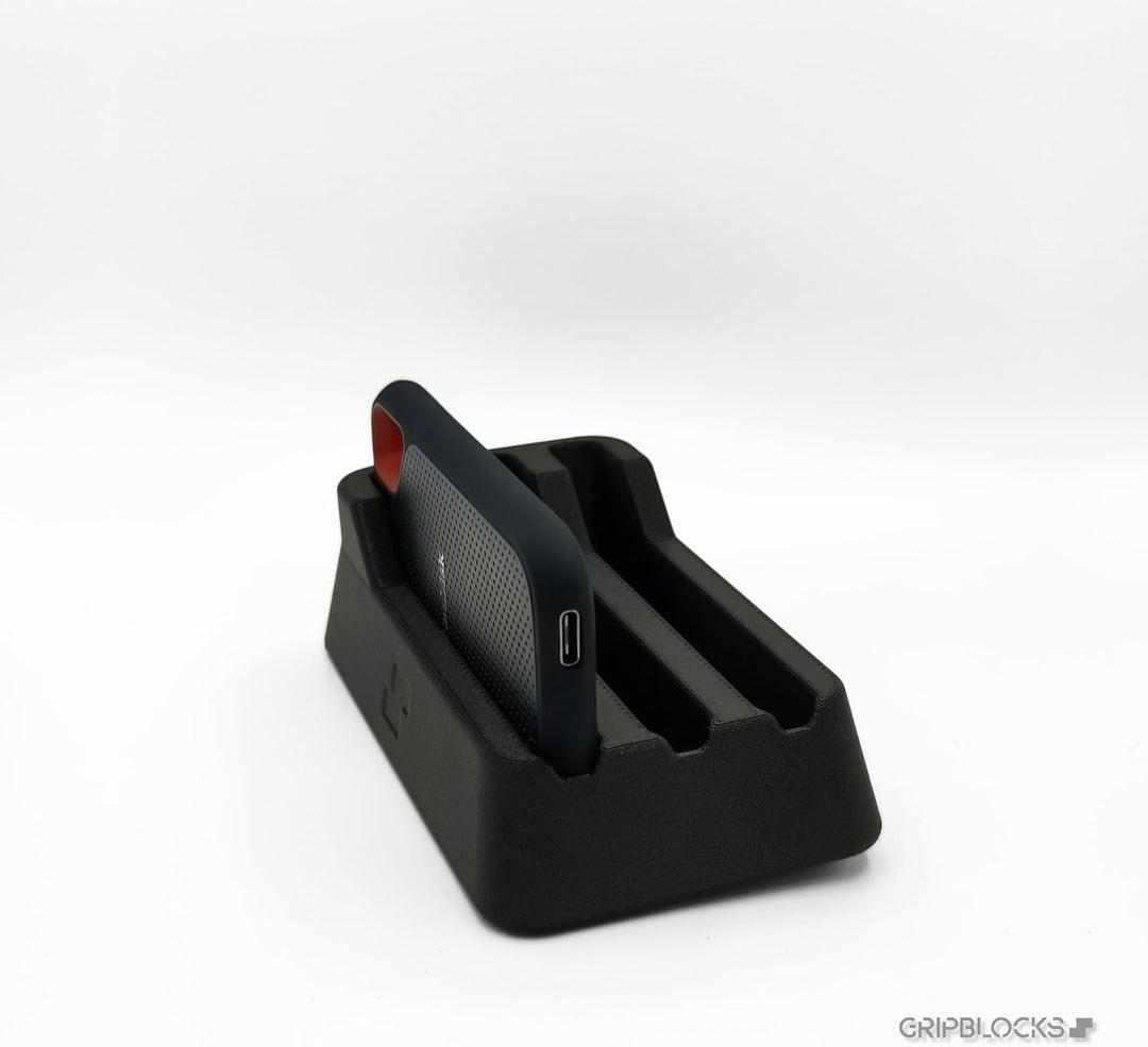 SSD Organizer Ständer für SanDisk, Schwarz, Kunststoff, Kompakter Schreibtisch-Halter für Extreme Po
