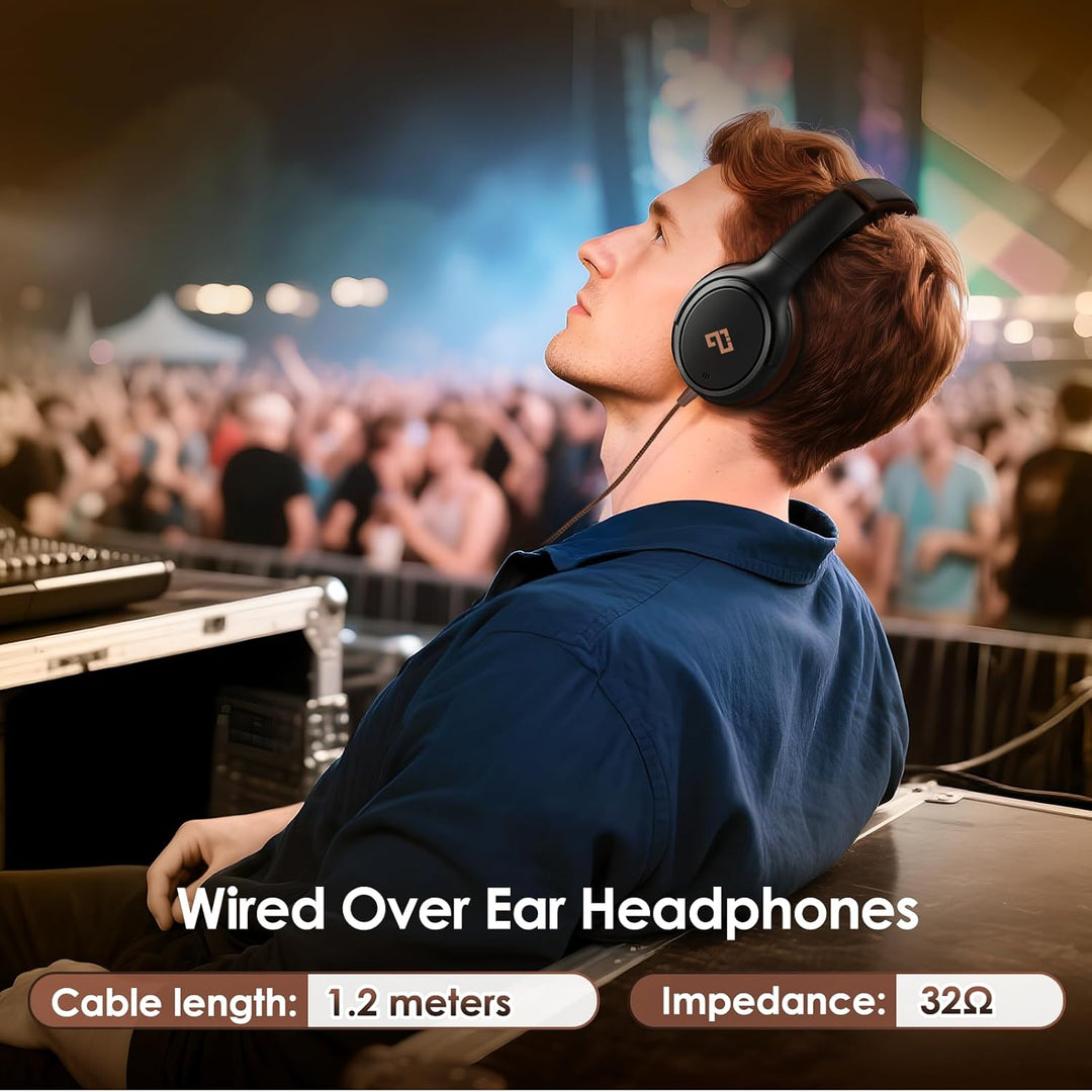 INFURTURE USB C Kopfhörer mit Kabel Noise Cancelling Kopfhoerer Over Ear | Braune Kopfhörer, 28 dB A