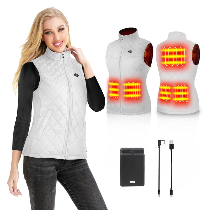 Beheizbare Weste, Beheizte Weste Damen Heizweste mit 12000mAh Powerbank, Beheizbare Jacke Heizjacke