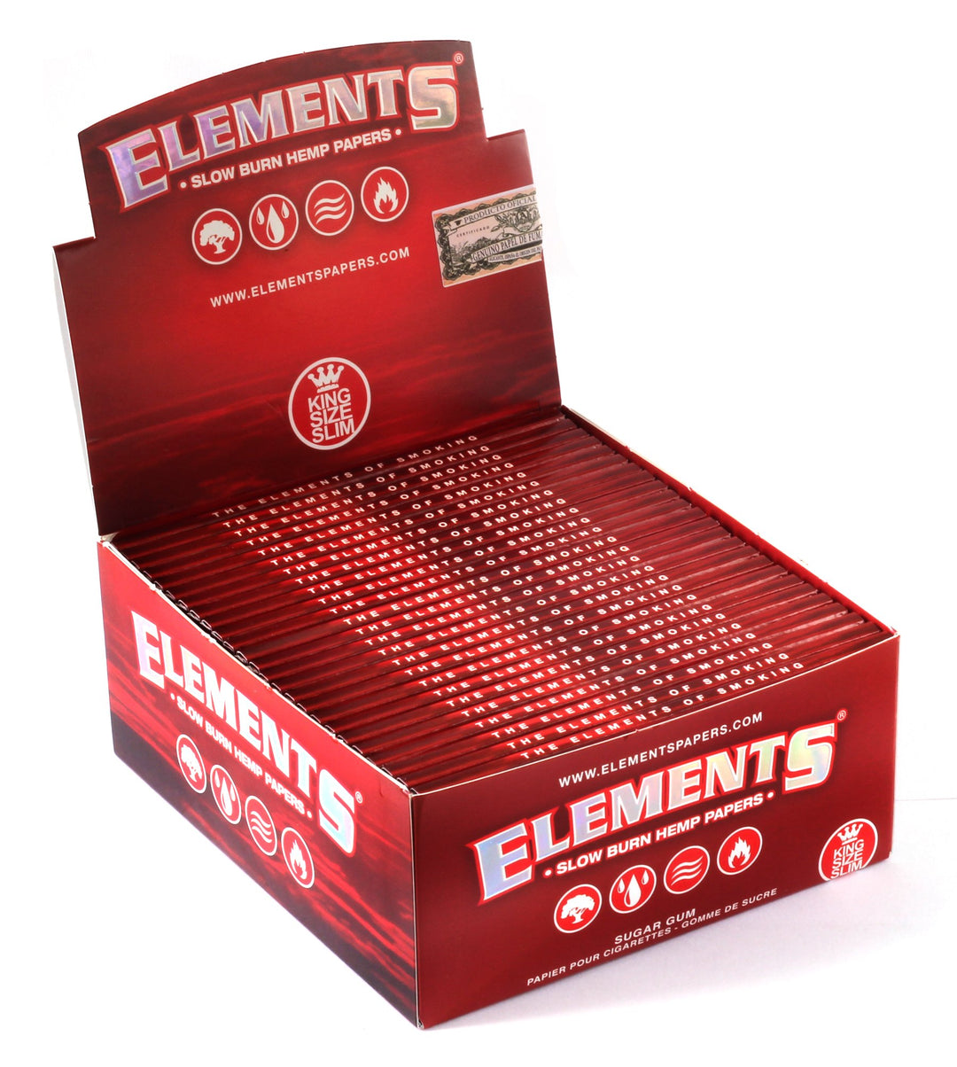 Elements 18438 RED-King Size Slim-50 Heftchen a 33 Blatt, Papier, Rot