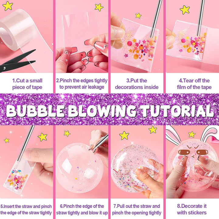 vamei Nano Tape Bubbles Set Bastelkoffer Bastelset Kinder mit Nanotape Nanoband, Perlen, Kawaii-Aufk