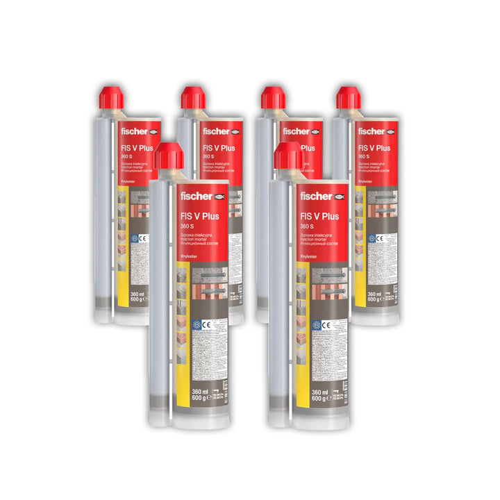 Injektionsmörtel-Set FIS V Plus 360S, 6 Kartuschen à 360 ml, Wetterfester Mörtel für Innen- und Auss