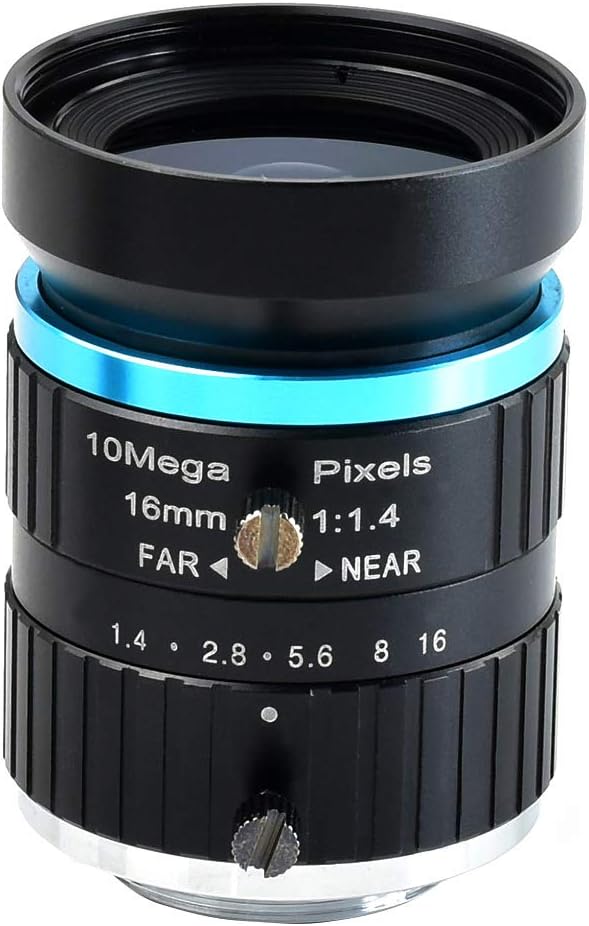 Waveshare Quality Industrial Telephoto Lens with 16mm Focal Length, Multi Field Angle and C-Mount Co
