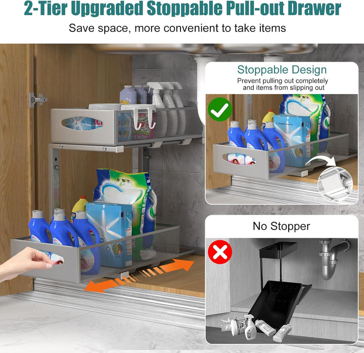 Housolution Spülschrank Organizer Ausziehbar, 2 Etagen Metall Unter Waschbecken Regal Spülenuntersch