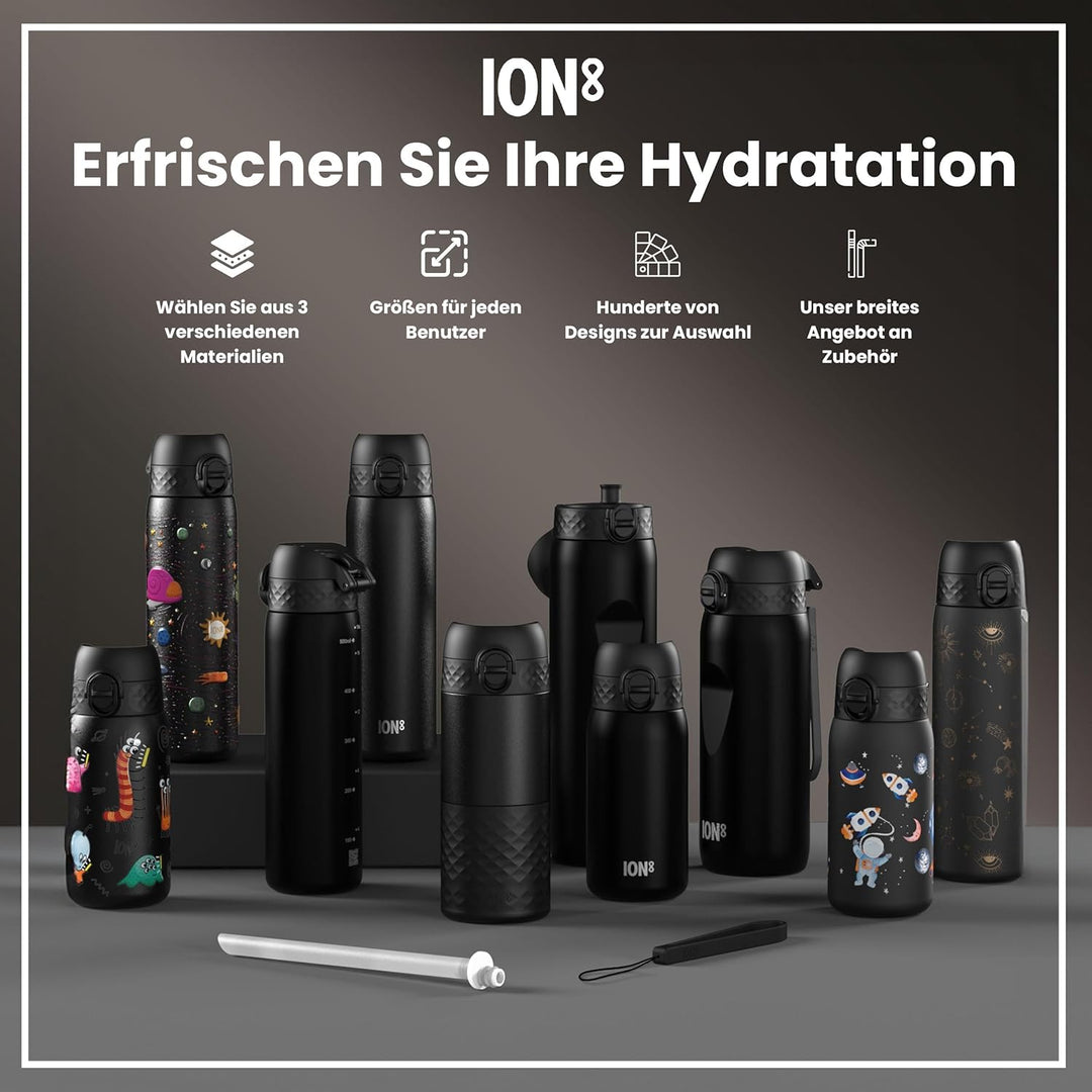 ION8 1 Liter Trinkflasche, 1000ml, Auslaufsicher, Einhandöffnung, Sichere Verriegelung, Spülmaschine