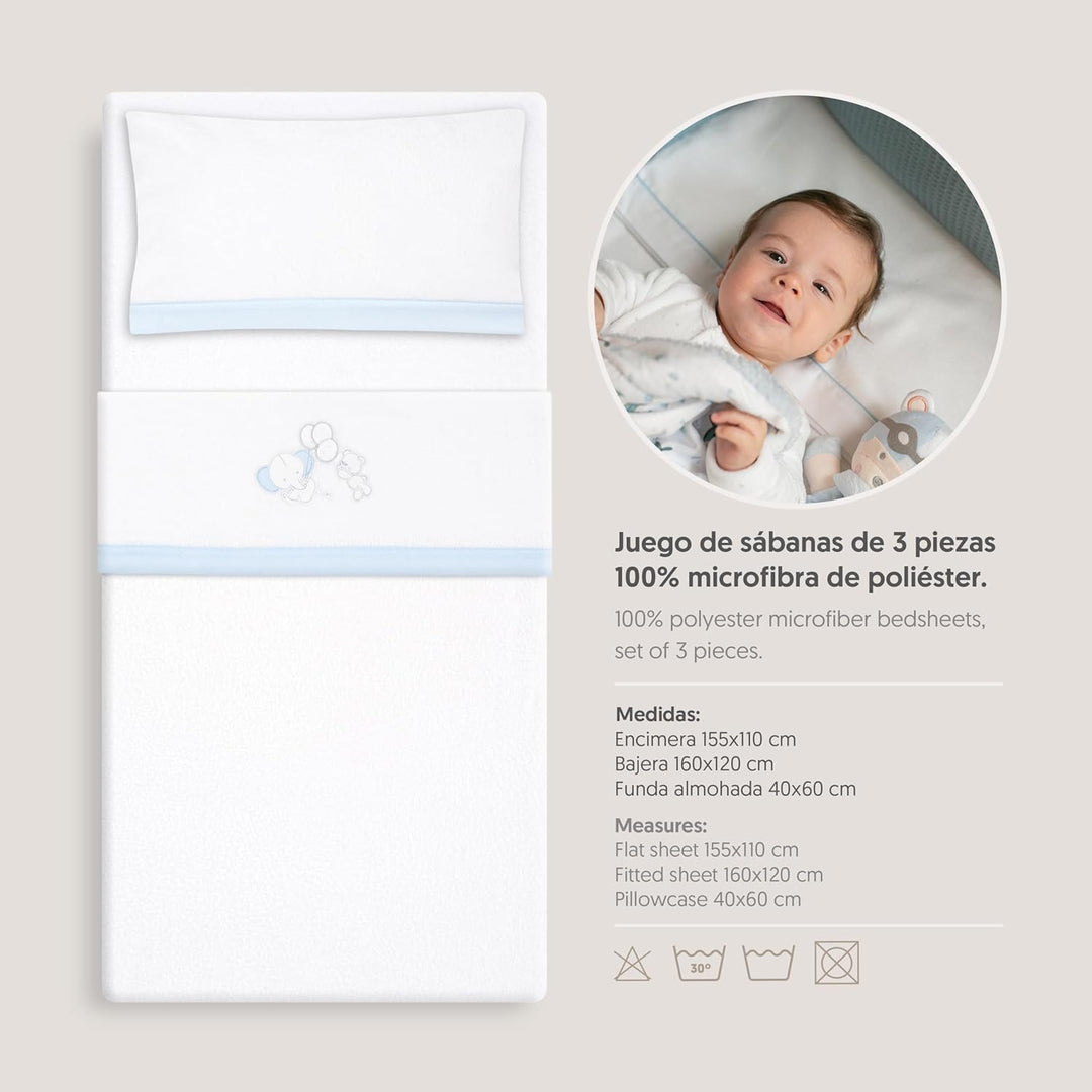 Interbaby - Bettwäsche-Set für Kinderbett, 60 x 120 cm, 100% Polyester, warm, inklusive Spannbettlak