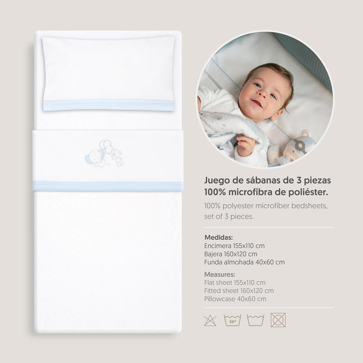 Interbaby - Bettwäsche-Set für Kinderbett, 60 x 120 cm, 100% Polyester, warm, inklusive Spannbettlak