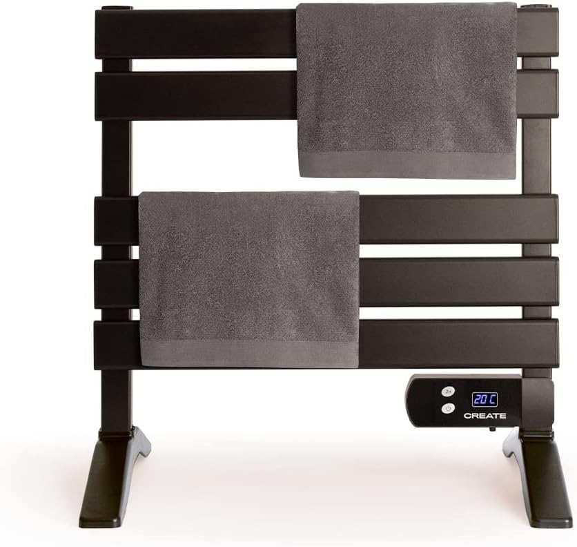 CREATE / WARM Towel Mini 150W / Elektrischer Badheizkörper Schwarz mit Standfüssen / 58,4x41x55,8cm