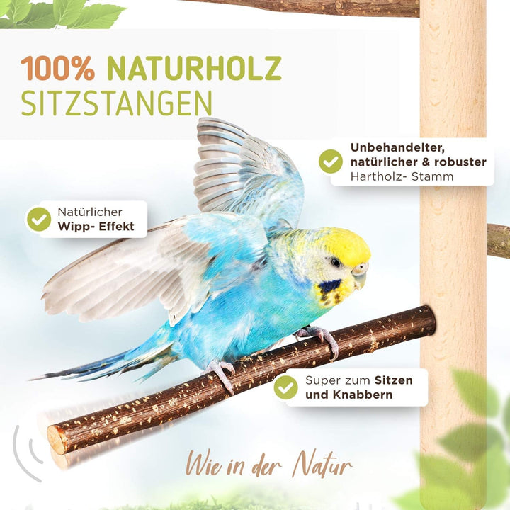 Vogelgaleria® Zimmerhoher Vogel-Kletterbaum 193-195 cm HiFly Basic mit Naturholz-Sitzstangen Vogelsp