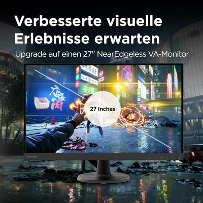 Lenovo D27-45, 27" Full HD Monitor, 1920x1080, 75Hz, 250 nits, 4ms Reaktionszeit, HDMI, VGA, AMD Fre