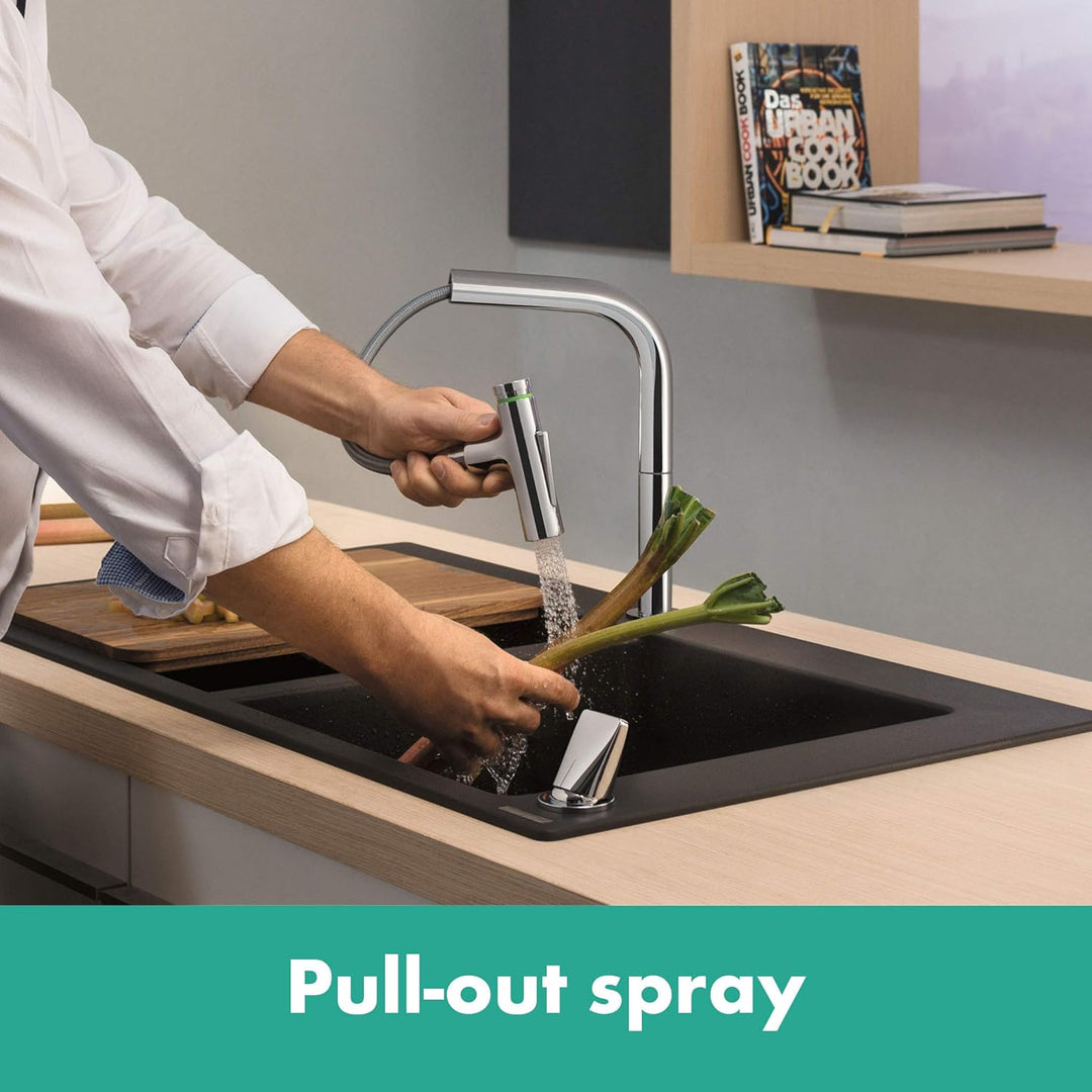 hansgrohe Küchenarmatur Select 2-Loch mit Schlauchbox (Wasserhahn Küche 110° oder 150°schwenkbar, ho