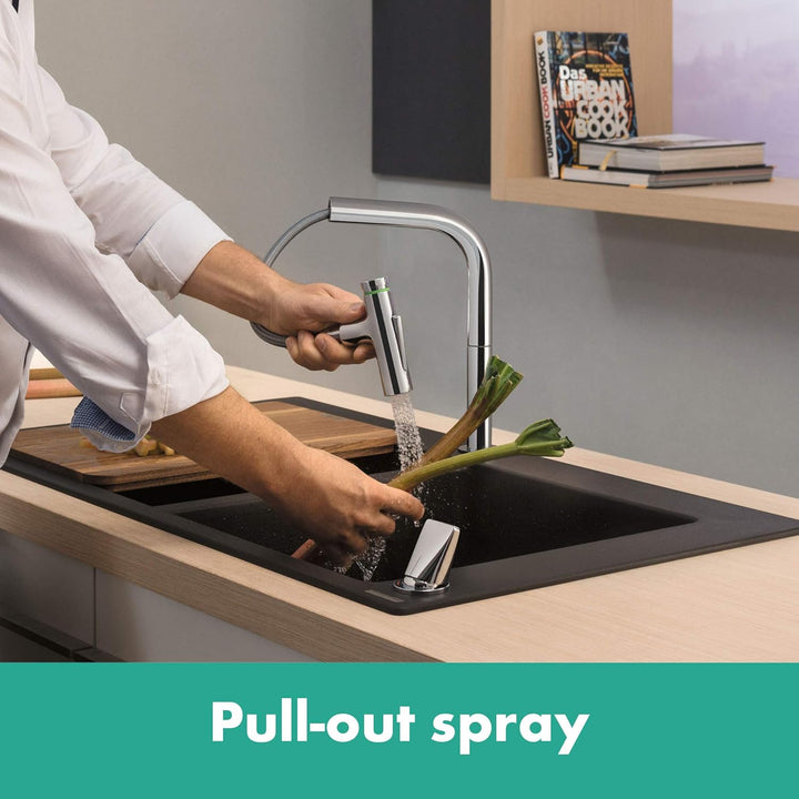 hansgrohe Küchenarmatur Select 2-Loch mit Schlauchbox (Wasserhahn Küche 110° oder 150°schwenkbar, ho
