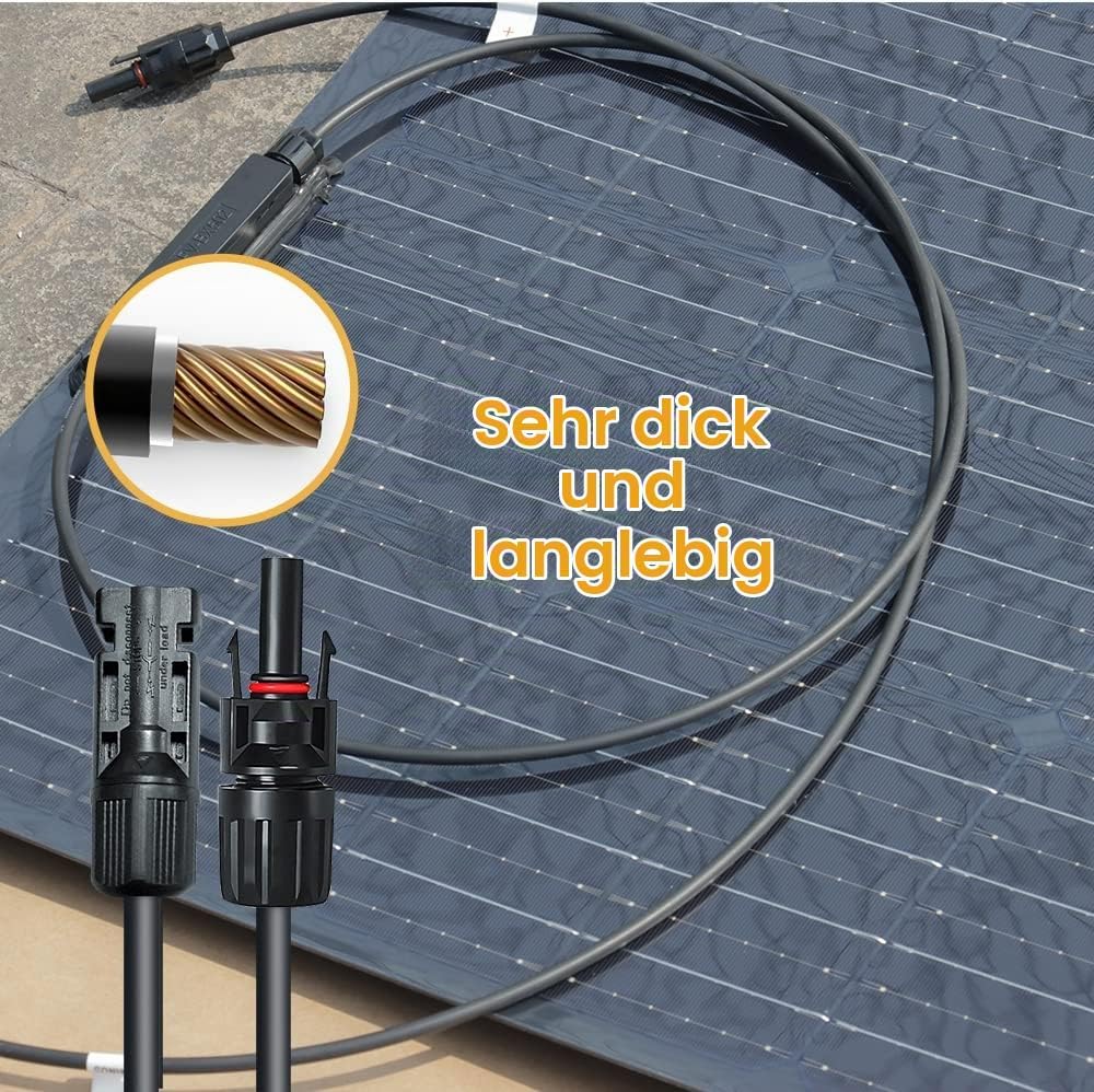 WUZECK 200w 12v/24v Solarpanel Solarmodul Solarpanel-Set, 2 x100W Flexible Solarpanel monokristallin