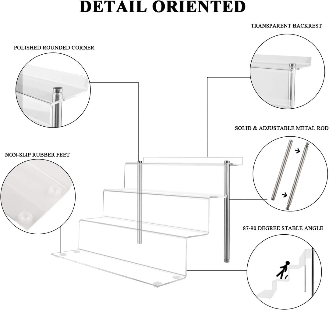 LileZbox Acryl-Display-Riser-Regal für Pops-Figuren, klarer grosser 4-Stufen-Display-Ständer zum Prä