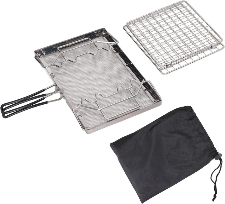 Qcwwy Faltbarer Camp Stove Toaster für Wandern Camping Angel Picknick, Edelstahl Outdoor Toaster Rac