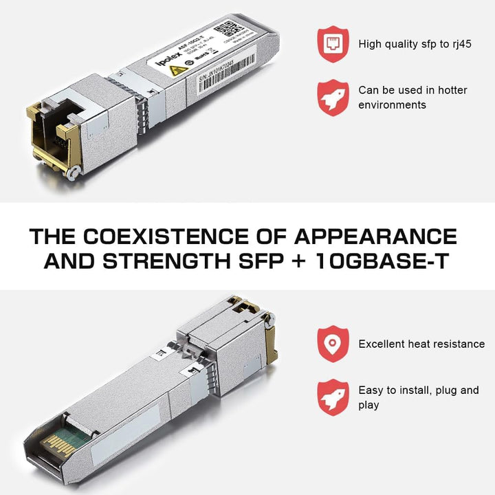1.25/2.5/5/10G SFP+ RJ45 Copper Transceiver, 10GBase-T RJ-45 SFP+ Module, Compatible for Cisco SFP-1