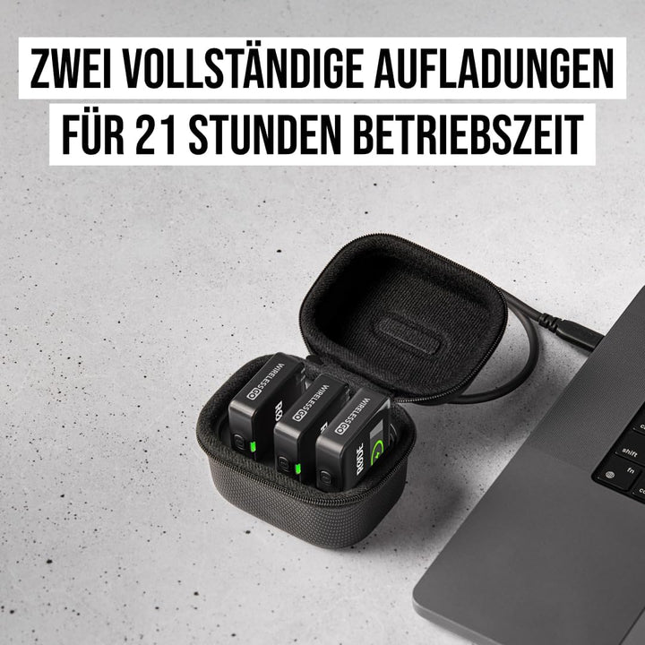RØDE Ladecase+ | Ladecase für das Wireless GO (Gen 3) mit Zwei vollständigen zusätzlichen Ladevorgän