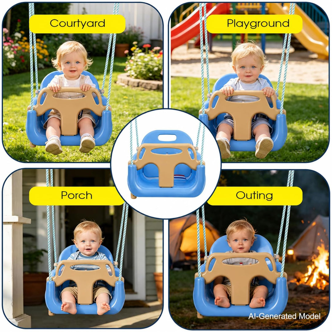KINSPORY Kinderschaukel Babyschaukel 3 in 1 Babysitz verstellbar Mitwachsend Schaukelsitz Gartenscha