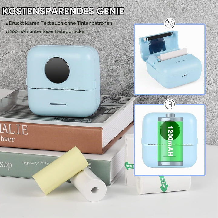 GuKKK Mini Drucker, Mobiler Fotodrucker, Tragbarer , Wireless Thermodrucker, Smartphone Bluetooth ,