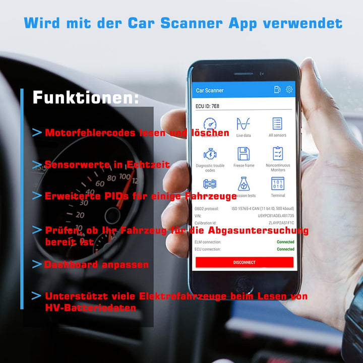 Veepeak OBDCheck BLE Bluetooth 4.0 OBD II Diagnosegerät Auto Diagnose Codeleser Scanner kompatibel m