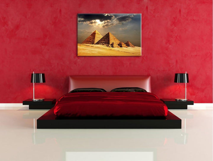 Pyramiden von Gizeh im Sonnenlicht Format: 100x70 auf Leinwand, XXL riesige Bilder fertig gerahmt mi