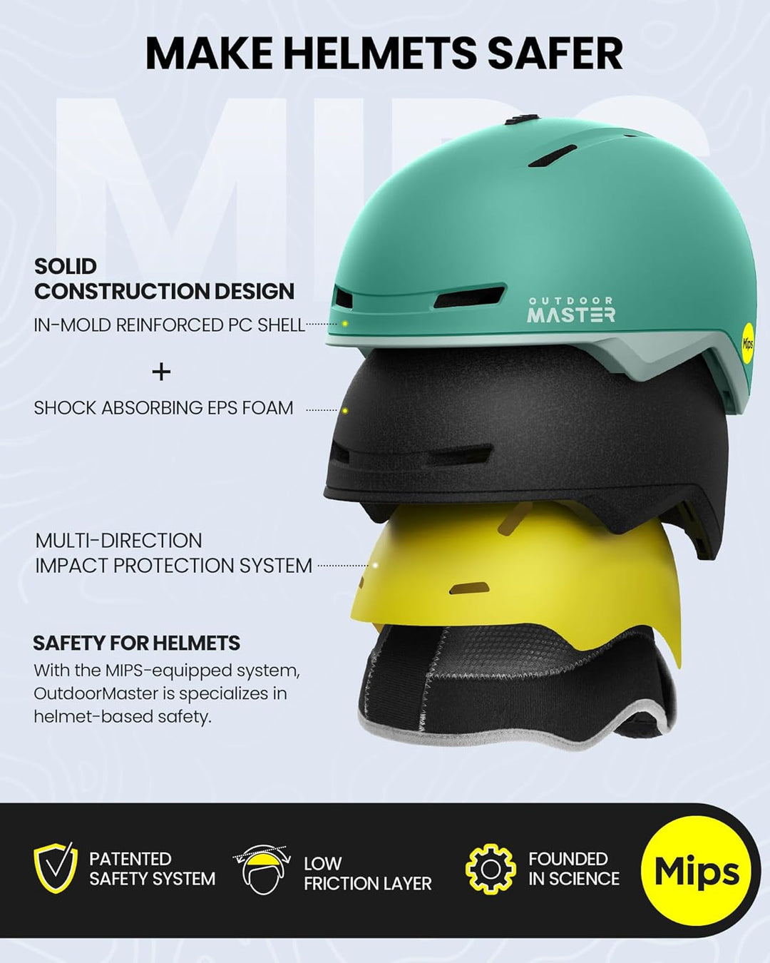 OutdoorMaster MIPS Skihelm, Snowboardhelm für Herren und Damen, Snowboard Helm mit Ventilationssyste