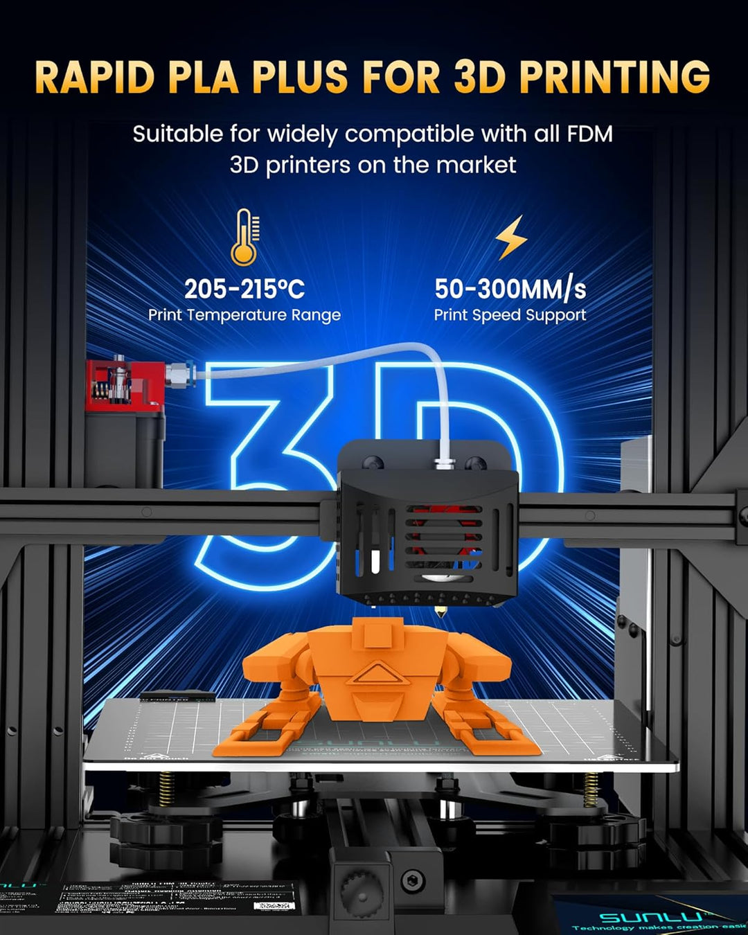 SUNLU PLA+2.0 Filament 1.75mm, Upgrade PLA Plus 3D Drucker Filament, Stärker und robuster, High Spee